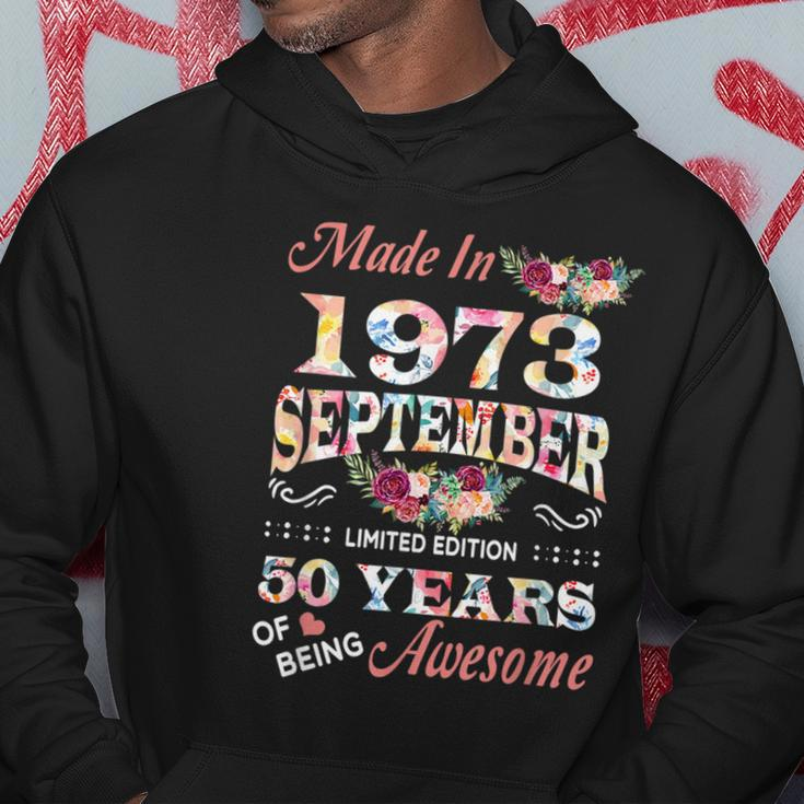 Flower Made In 1973 September 50 Years Of Being Awesome Hoodie Funny Gifts