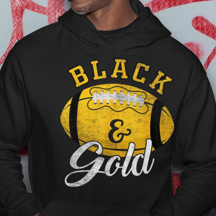 Football Game Day Black And Gold Costume For Football Lover Hoodie Unique Gifts