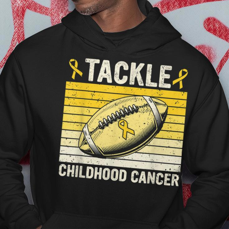 Football Tackle Childhood Cancer Awareness Survivor Support Hoodie Unique Gifts