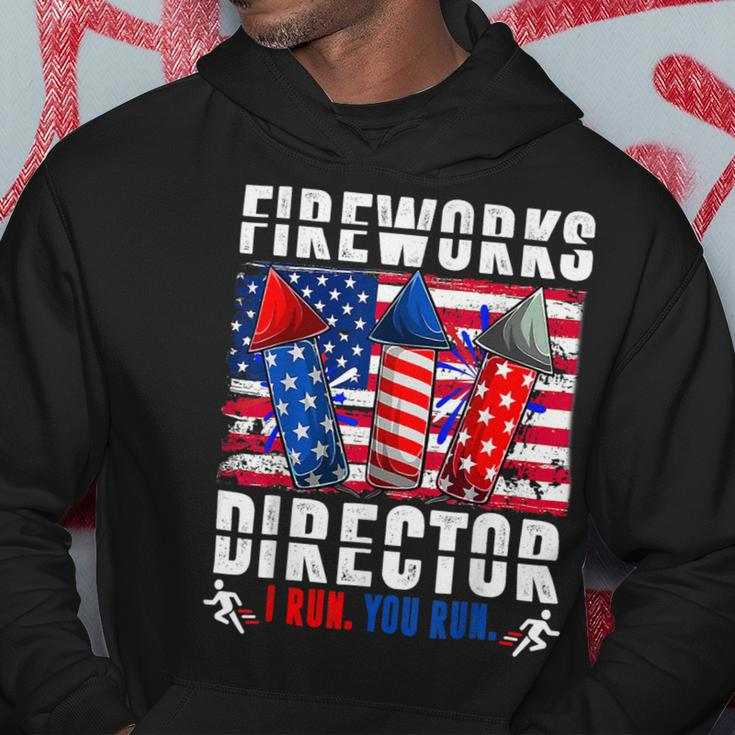 Funny 4Th Of July Fireworks Director I Run You Run Usa Flag Hoodie Unique Gifts