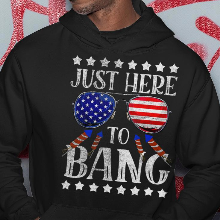 Funny 4Th Of July Im Just Here To Bang Usa Flag Sunglasses Hoodie Unique Gifts