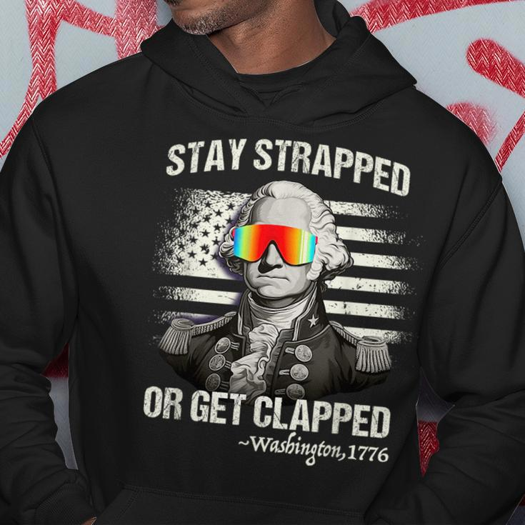 Funny 4Th Of July Stay Strapped Get Clapped Washington  Hoodie Personalized Gifts