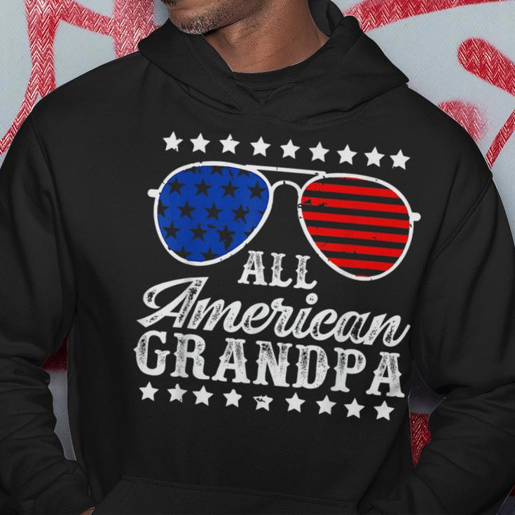 Funny All American Grandpa Sunglasses Usa 4Th Of July Hoodie Funny Gifts