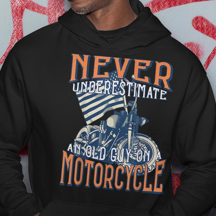 Funny Biker Never Underestimate An Old Guy On A Motorcycle Biker Funny Gifts Hoodie Unique Gifts