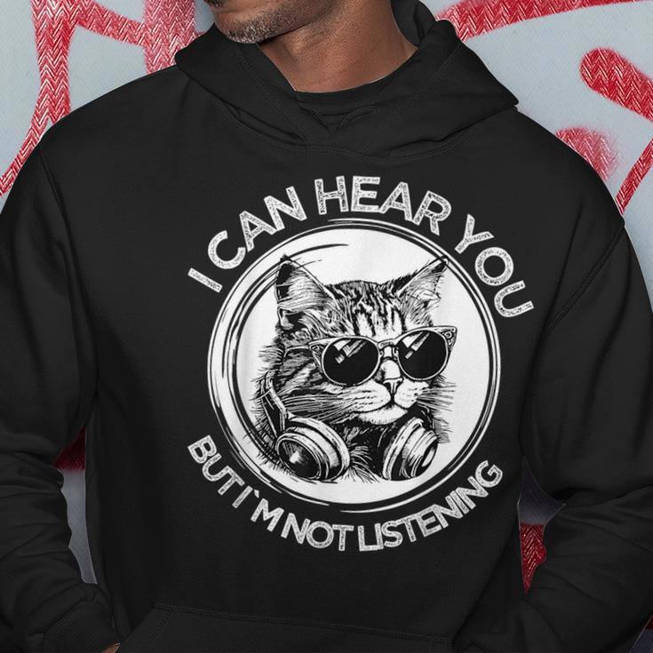 Funny Cat I Can Hear You But Im Not Listening Black Cat Hoodie Unique Gifts