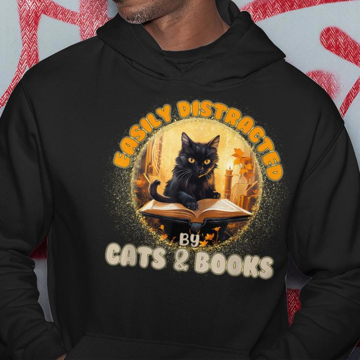 Funny CatEasily Distracted By Cats And Books Hoodie Unique Gifts