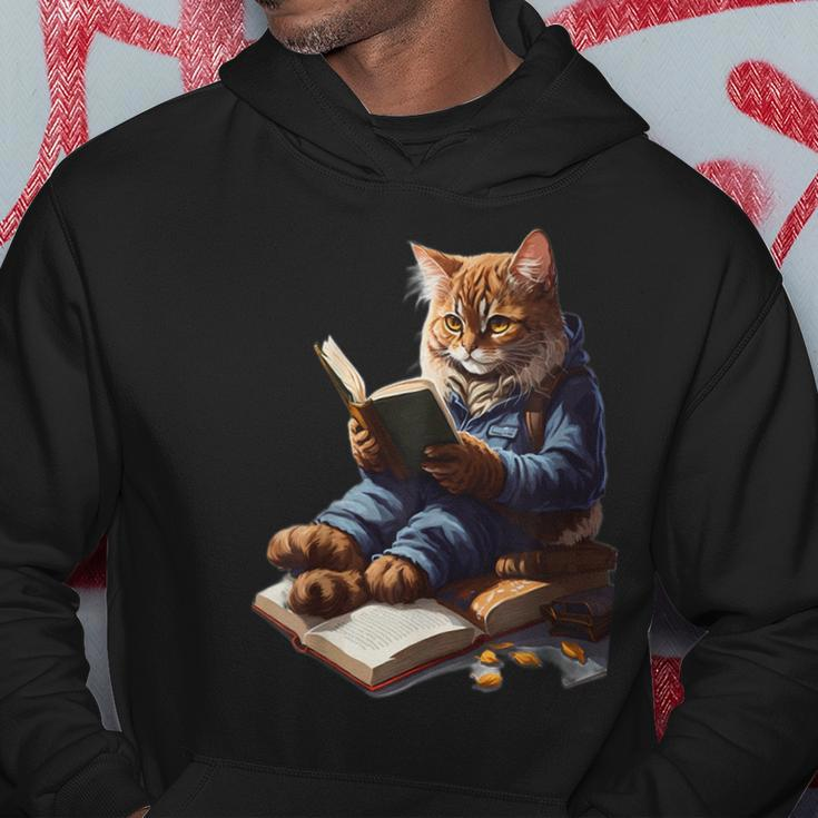 Cats Reading A Book Graphic Cat Kitten Lovers Hoodie Unique Gifts