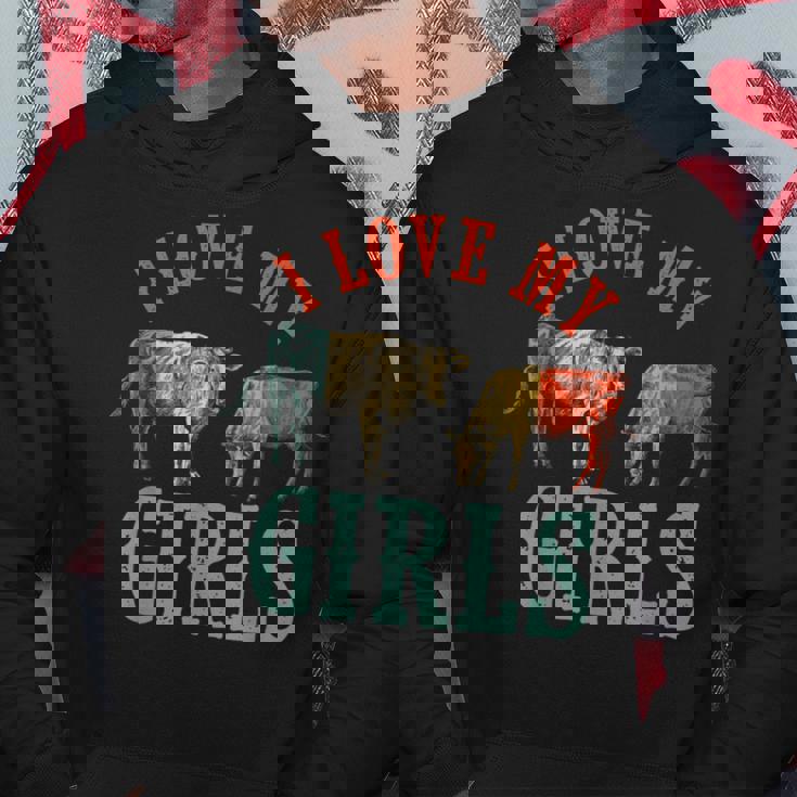 Funny Cow & Heifer I Love My Girls Cow Farmer Animal Cattle Hoodie Unique Gifts