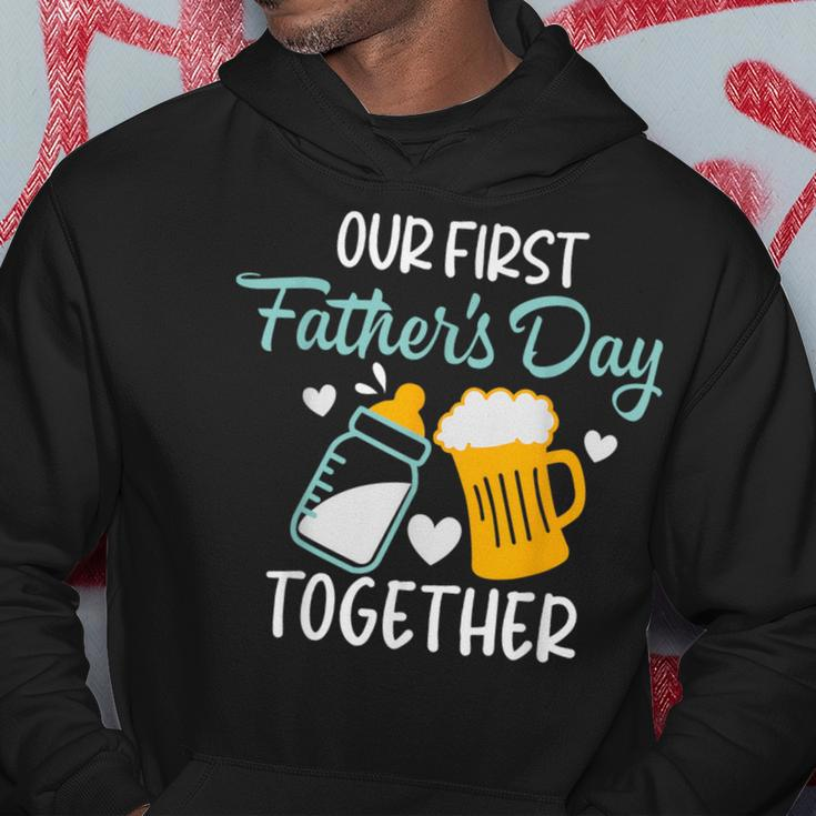 Funny Dad And Son Our First Fathers Day Together 2023 Baby Hoodie Funny Gifts