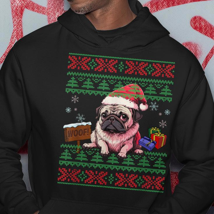 Dog Lovers Cute Pug Santa Hat Ugly Christmas Sweater Hoodie Unique Gifts