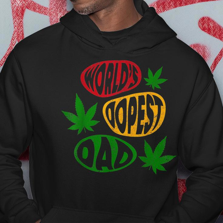 Funny Fathers Day Worlds Dopest Dad Cannabis Marijuana Weed Hoodie Unique Gifts