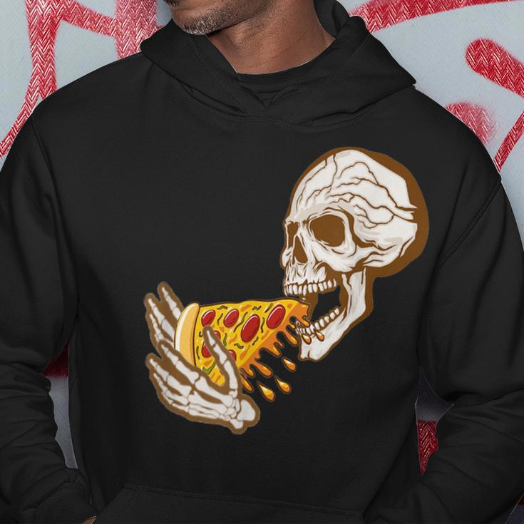 Funny Halloween Skull Eating Pizza Pizza Funny Gifts Hoodie Unique Gifts