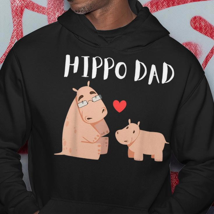 Funny Hippo Dad Fathers Day Kids Animals Family Hippopotame Hoodie Unique Gifts