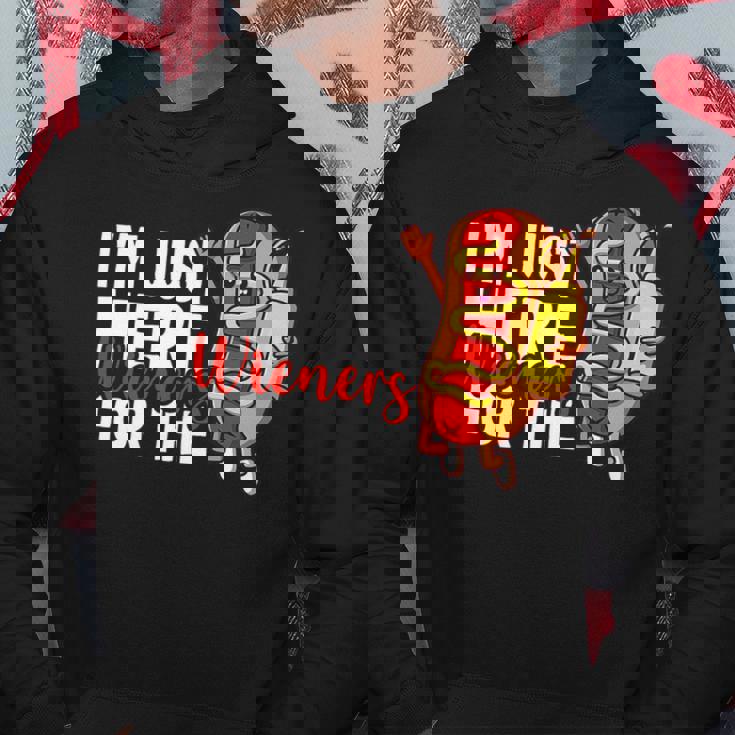 Funny Hot Dog Im Just Here For The Wieners Sausage Hoodie Unique Gifts
