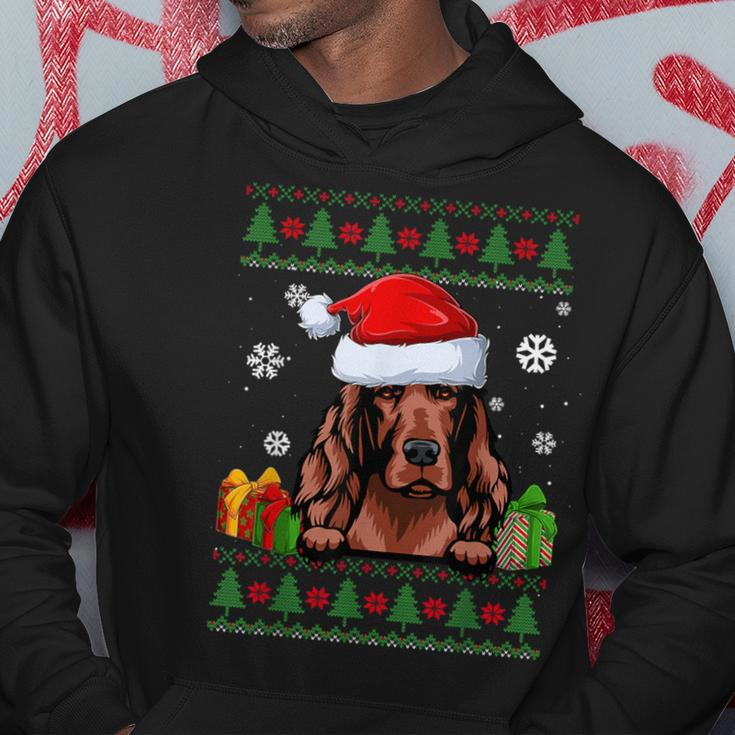 Irish Setter Dog Santa Hat Ugly Christmas Sweater Hoodie Unique Gifts