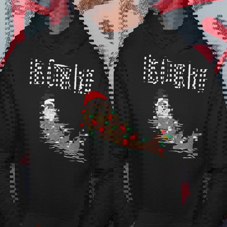 Matching Couple His And Her Otter Half Ugly Christmas Hoodie Personalized Gifts