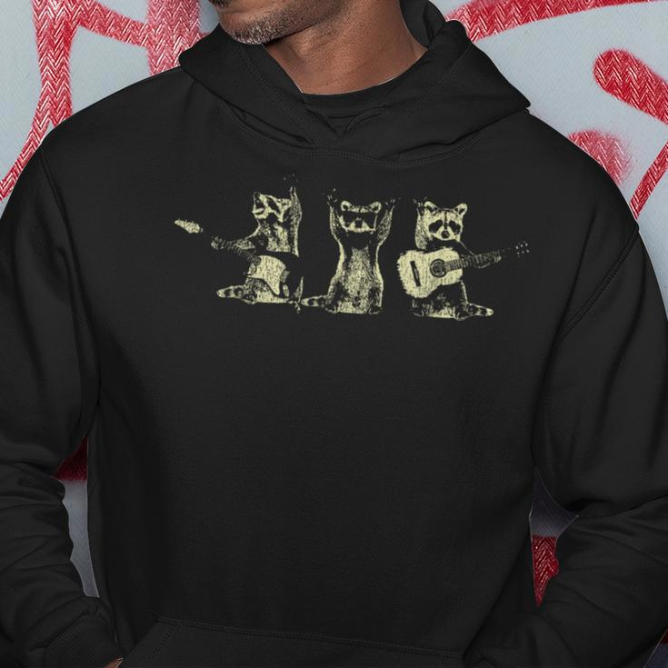 Funny Raccoon Music Band Electric Acoustic Guitar Racoons Hoodie Funny Gifts
