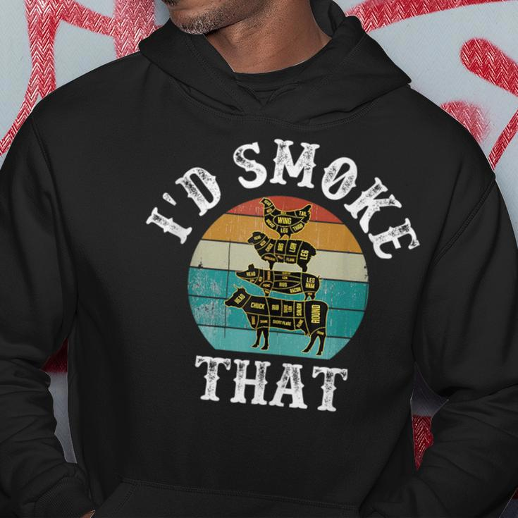 Funny Retro Bbq Party Smoker Chef Dad Gift Id Smoke That Hoodie Unique Gifts