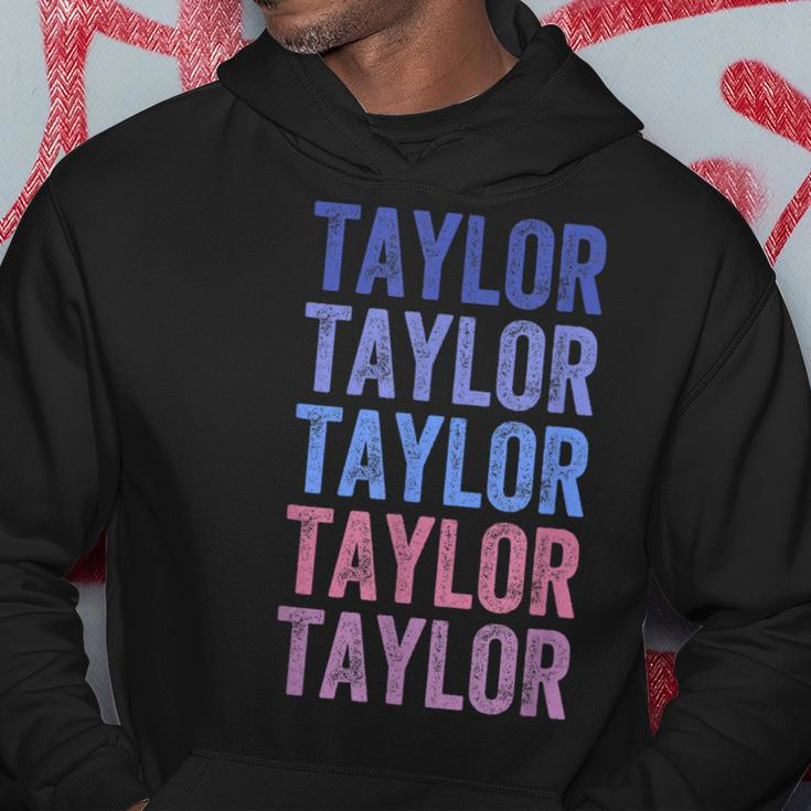 Funny Retro Repeated Text Design First Name Taylor Hoodie Unique Gifts