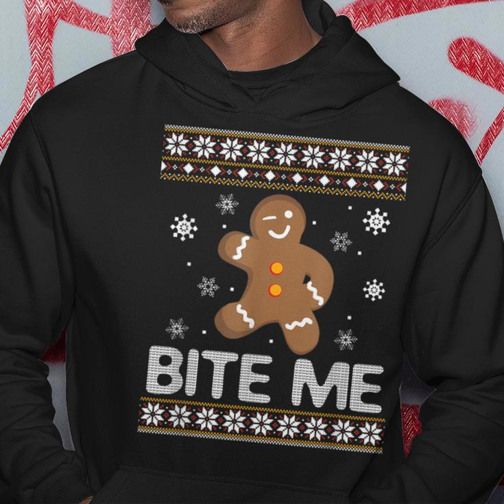 Ugly Christmas Sweater Bite Me Gingerbread Hoodie Unique Gifts