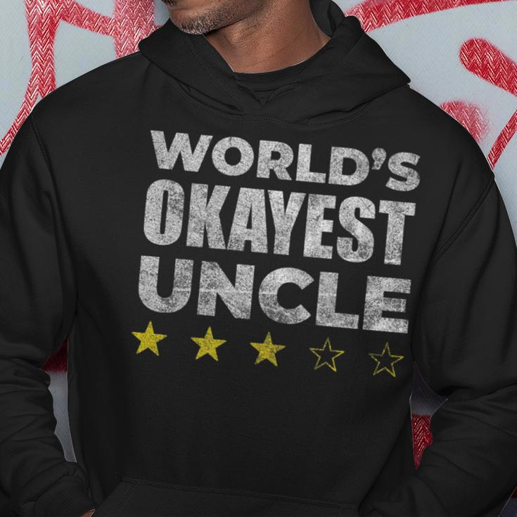 Funny Worlds Okayest Uncle - Vintage Style Hoodie Unique Gifts
