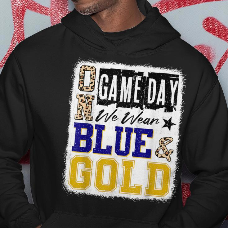 On Gameday Football We Wear Blue And Gold School Spirit Hoodie Funny Gifts