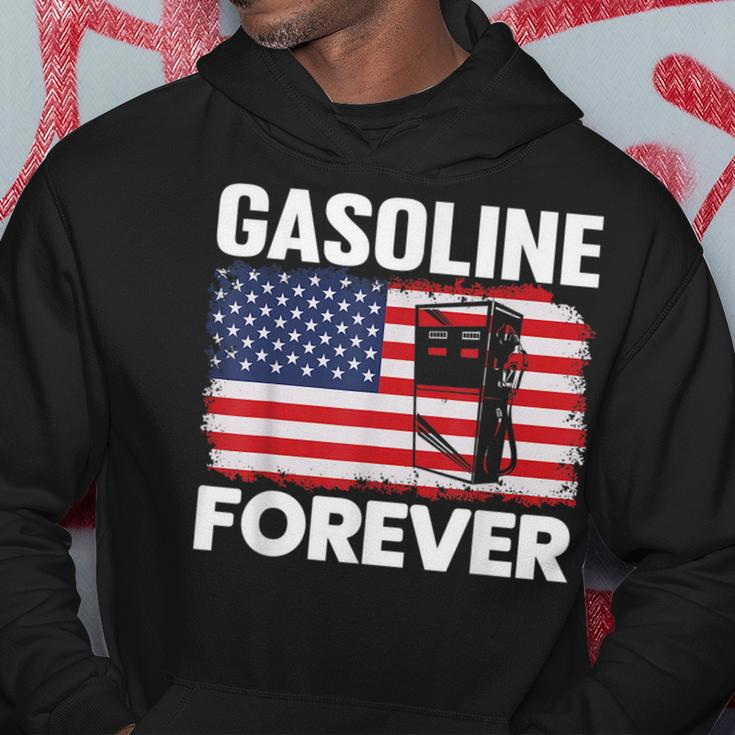 Gasoline Forever Funny Gas Cars Lover Patriotic Usa Flag Patriotic Funny Gifts Hoodie Unique Gifts