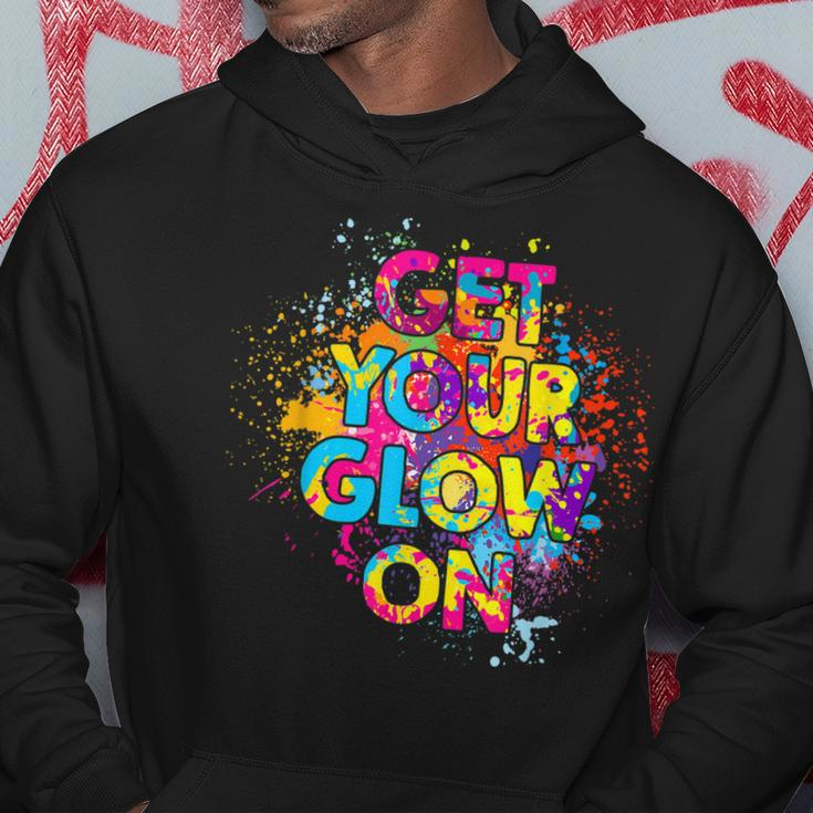 Get Your Glow On Party 80S 90S Retro Colors Glow Squad Party Hoodie Unique Gifts