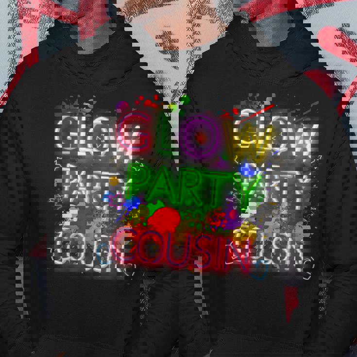 Glow Party Squad Cousin Paint Splatter Glow Party Matching Hoodie Unique Gifts
