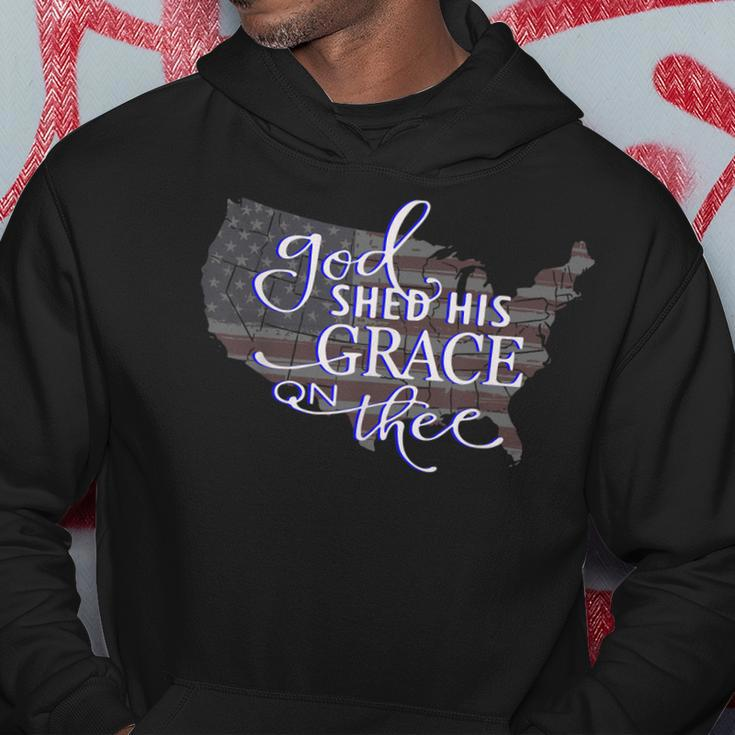 God Shed His Grace On Thee Distressed Usa Map And Flag Hoodie Unique Gifts
