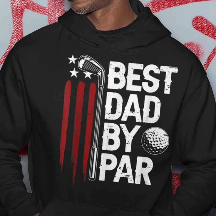 Golf Best Dad By Par Daddy Golfer American Flag Fathers Day Hoodie Unique Gifts