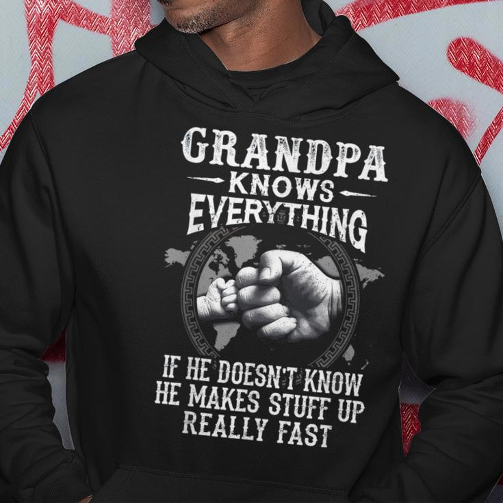 Grandpa Knows Everything Classic Fist Bump Fathers Day Hoodie Unique Gifts