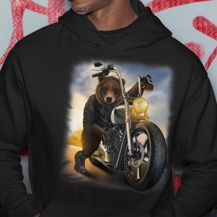 Grizzly Bear Riding Chopper Motorcycle Hoodie Unique Gifts