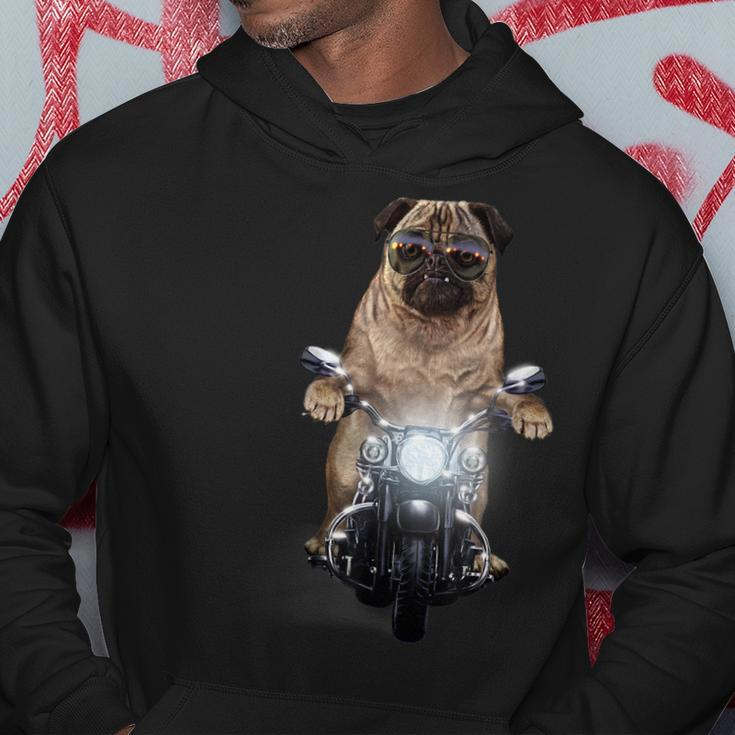Grumpy Pug In Aviator Sunglass Riding Motorcycle Dog Hoodie Unique Gifts