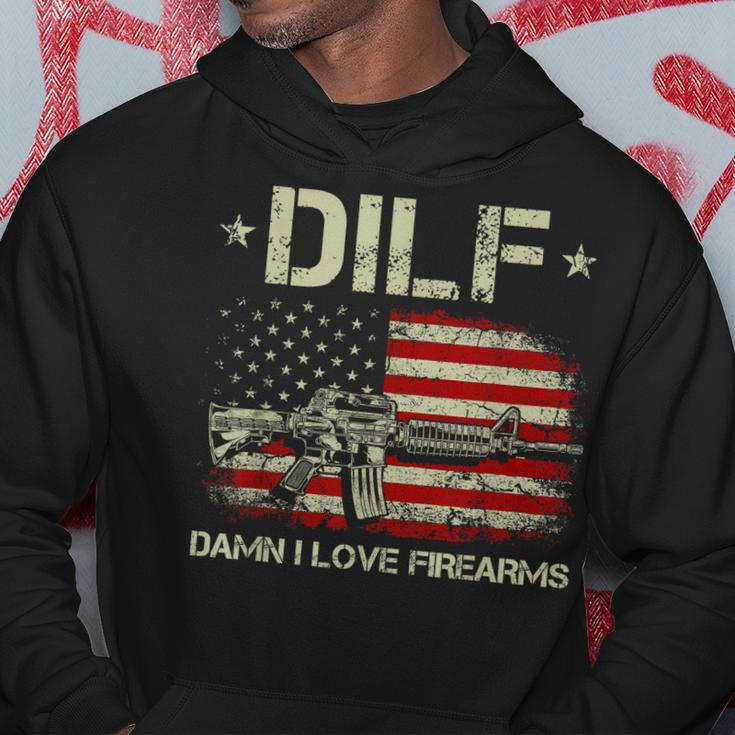 Gun American Flag Dilf - Damn I Love Firearms Hoodie Unique Gifts