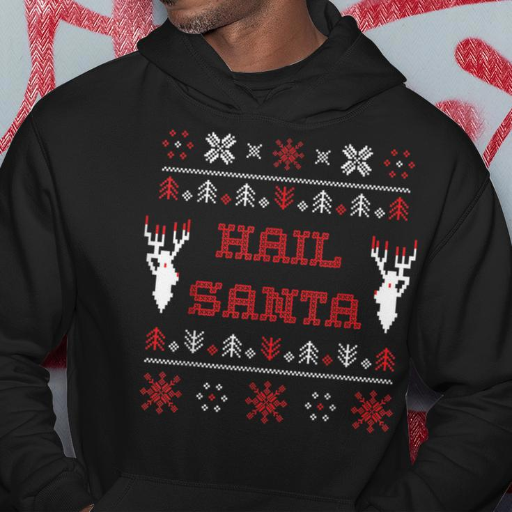 Hail Santa Heavy Metal Xmas Ugly Holiday Sweater Hoodie Unique Gifts