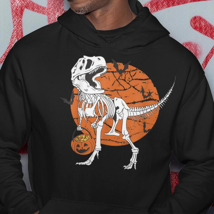 Halloween Boys Dinosaur SkeletonRex Scary Pumpkin Moon Hoodie Funny Gifts