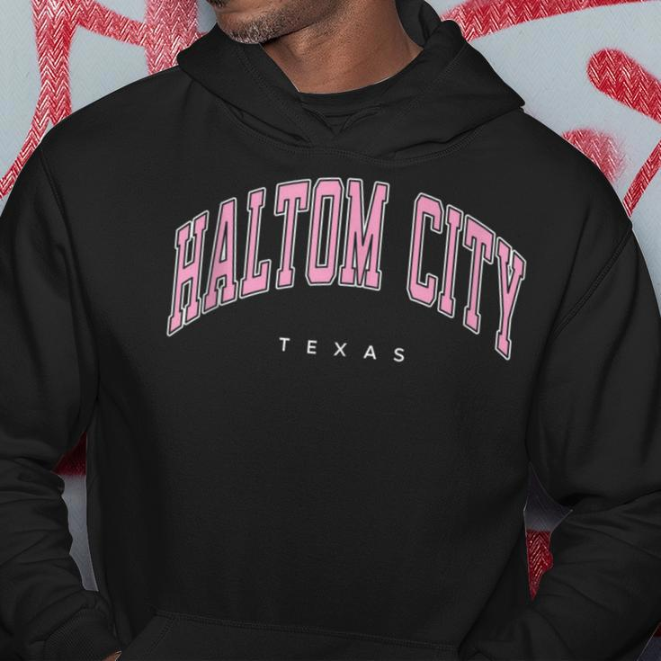 Haltom City Texas Tx Varsity Style Pink Text Hoodie Unique Gifts