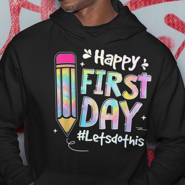 Happy First Day Lets Do This Welcome Back To School Tie Dye Hoodie Funny Gifts