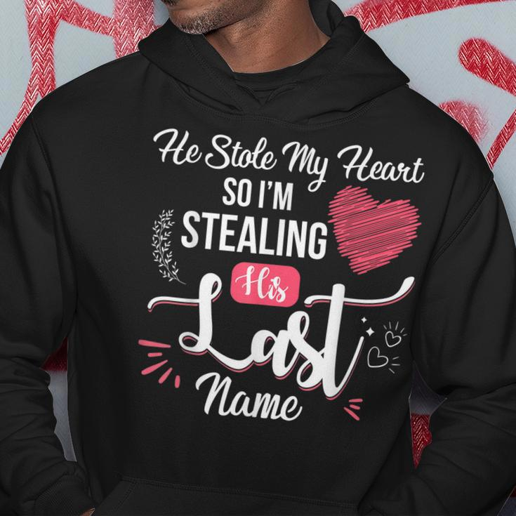 He Stole My Heart So Im Stealing His Last Name Engagement Hoodie Unique Gifts