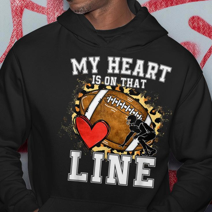 My Heart Is On The Line Offensive Lineman Football Leopard Hoodie Funny Gifts