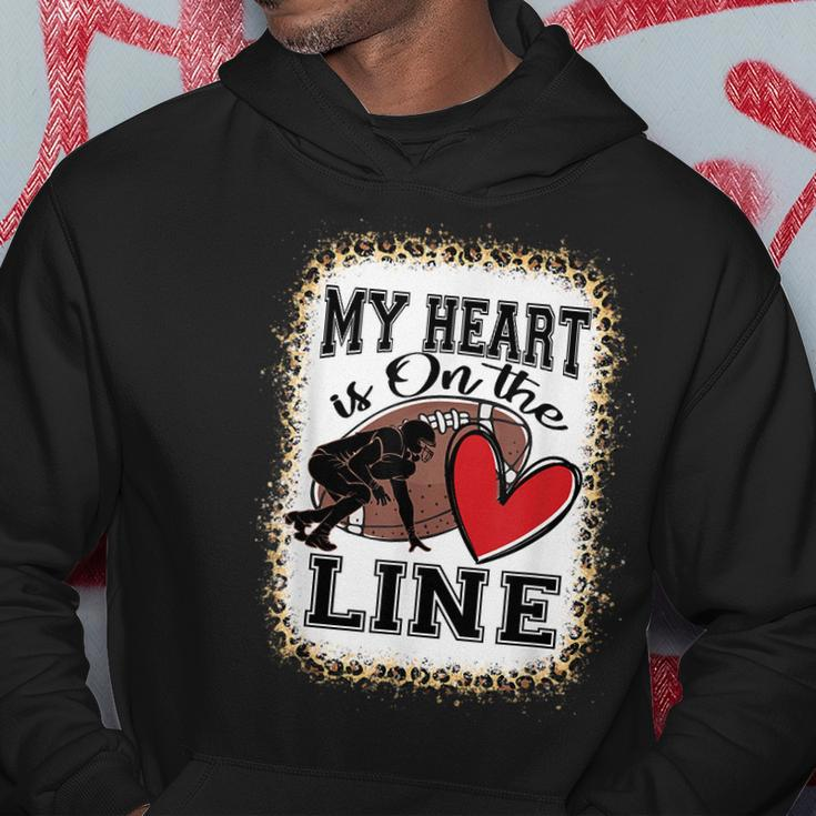 My Heart Is On The Line Offensive Lineman Football Leopard Hoodie Unique Gifts