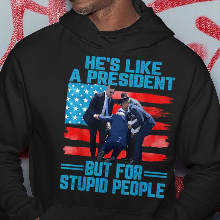 Hes Like A President But For Stupid People Biden Falling Hoodie Funny Gifts