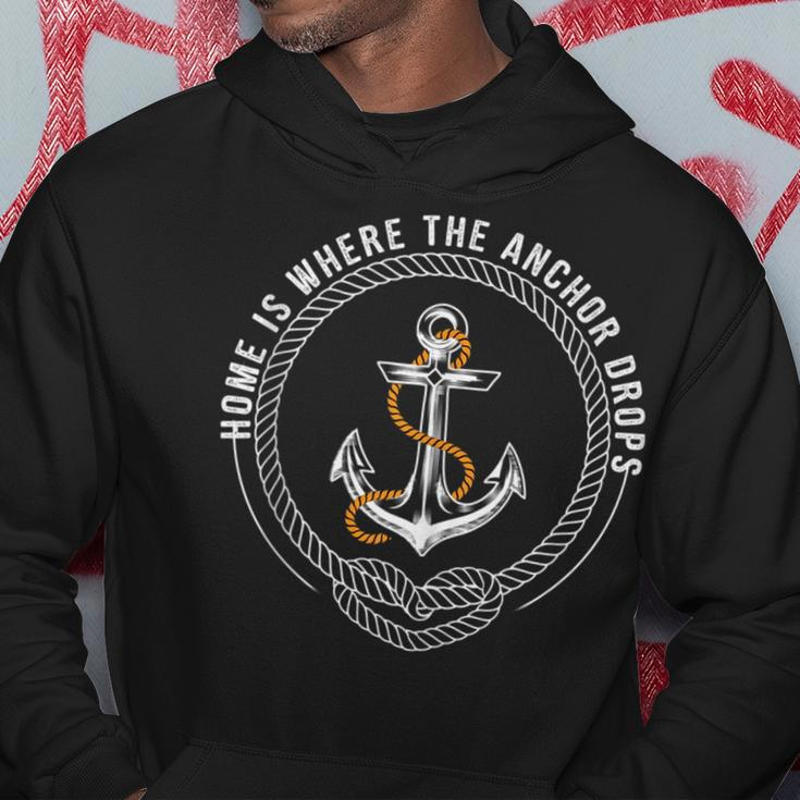 Home Is Where The Anchor Drops Weekend Boating Fishing Hoodie Unique Gifts