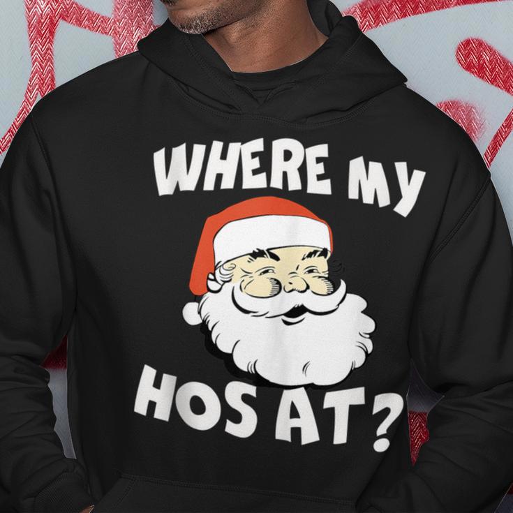 Where My Hos At Christmas Adult Santa Claus Hoes Hoodie Unique Gifts