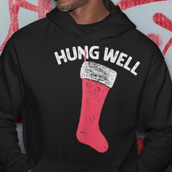 Hung Well Raunchy Christmas Dirty Christmas Party Joke Hoodie Funny Gifts