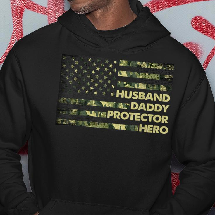 Husband Daddy Protector Hero For Men Camo Us Flag Hoodie Unique Gifts