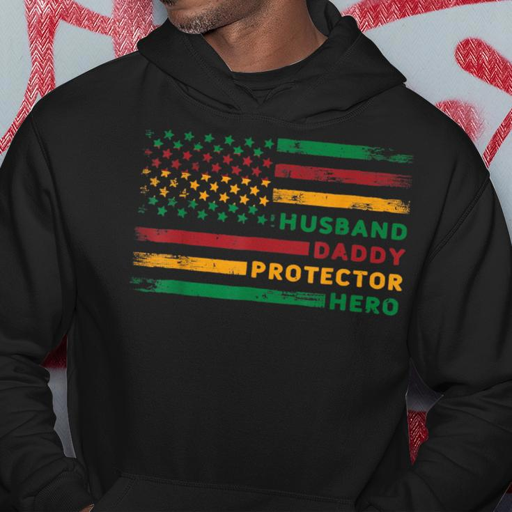 Husband Daddy Protector Hero Usa Flag Father Day Junenth Hoodie Unique Gifts