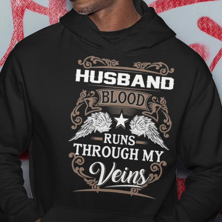 Husband Name Gift Husband Blood Runs Through My Veins V2 Hoodie Funny Gifts