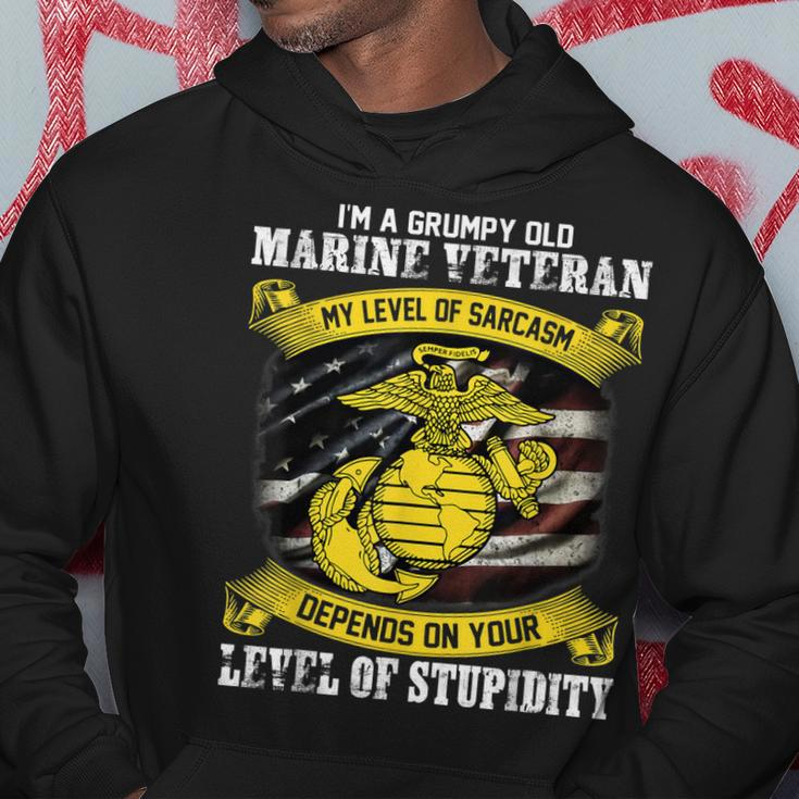 I Am A Grumpy Old Marine Veteran My Level Of Sarcasm Depends Hoodie Unique Gifts